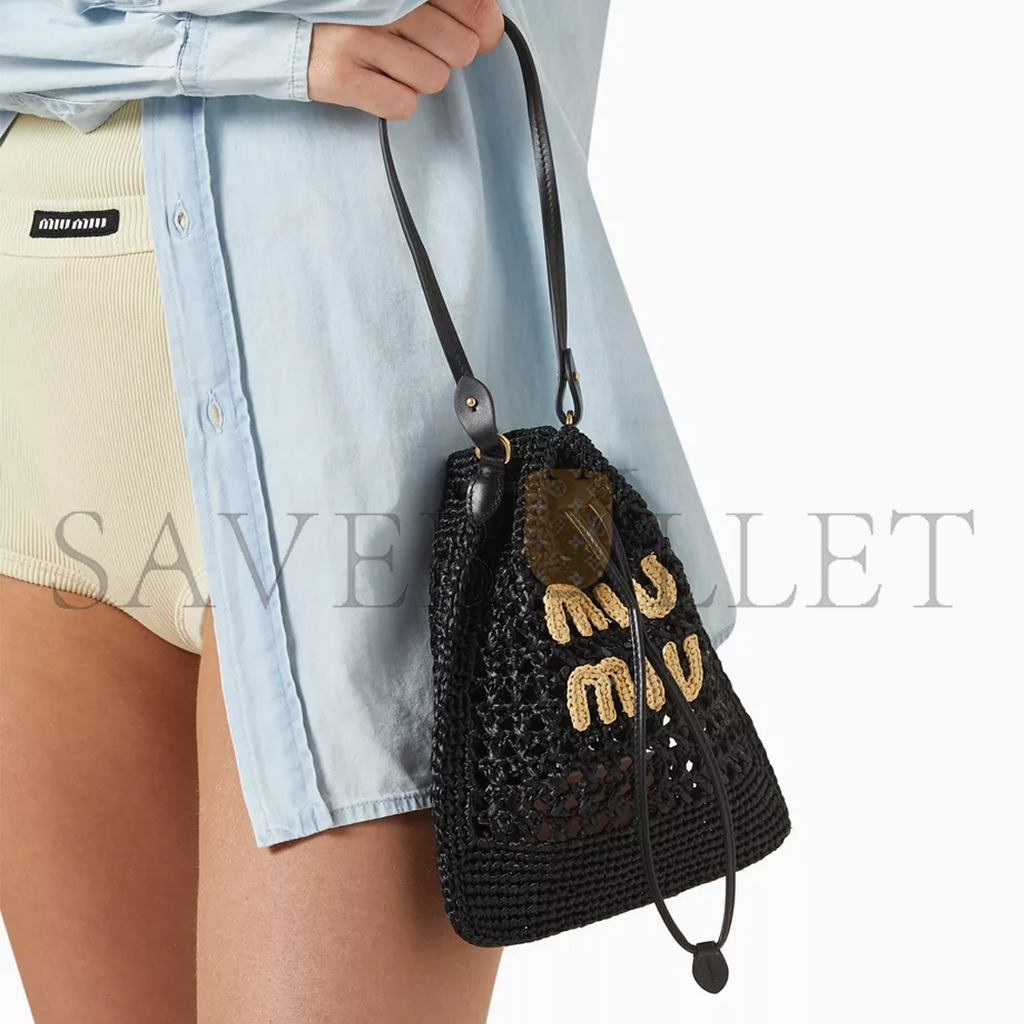 MIU MIU BUCKET BAG IN RAFFIA-EFFECT YARN 5ND016 (23*20cm)